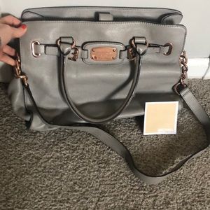 Michael Kors grey and rose gold chain purse